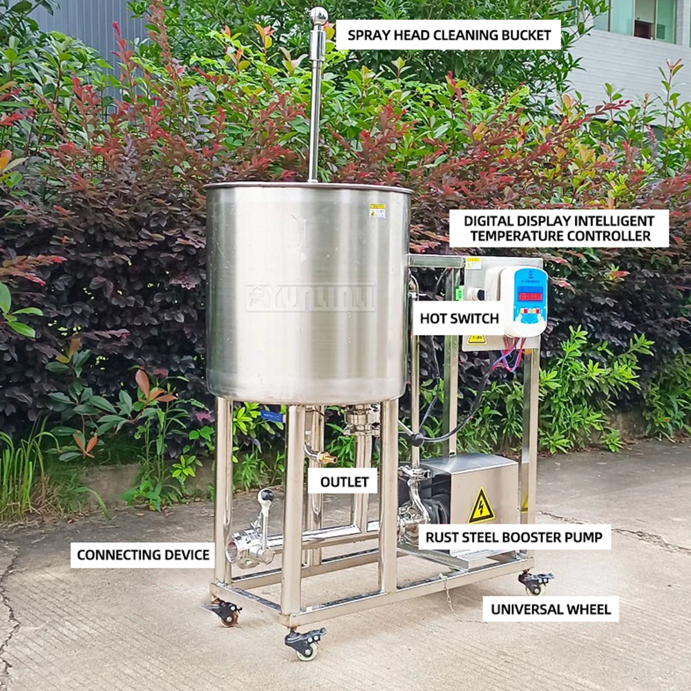 Beer Barrel Cleaning Machine Stainless Steel Cleaning and Disinfection Barrel Digital Control Lift 12m 220V0.37KW Booster Pump