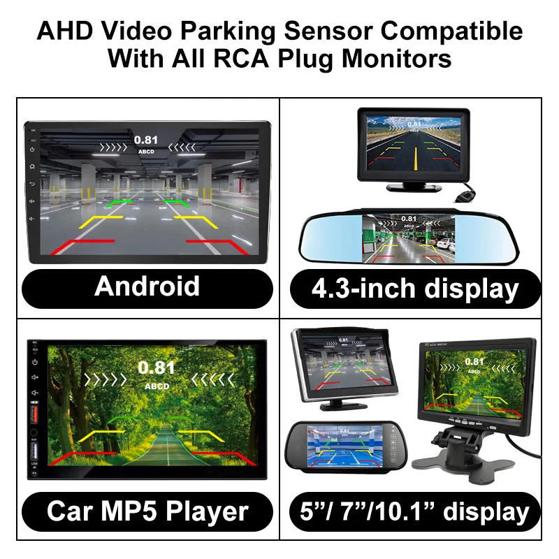 Picture 3: Factory CVBS AHD Video Parking System, 4 Sensors Car Reverse Backup Radar with Buzzer Monitor, Support Android System
