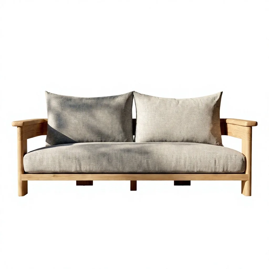 Modern Outdoor Sofa Set Wooden Garden Couch With Armrests