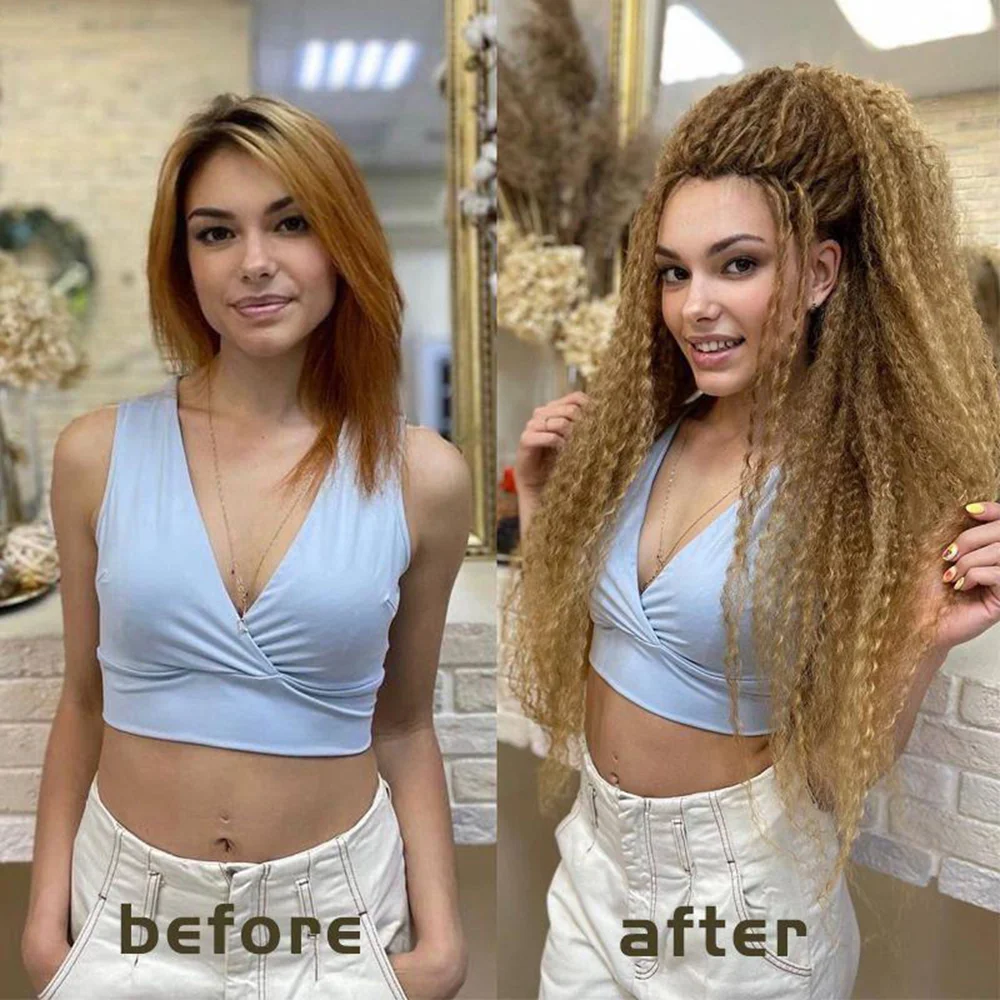 20 بوصة الاصطناعية البرازيلي الضفائر Crocet الشعر لينة أومبير مارلي وصلات شعر ياكي غريب مجعد الكروشيه الشعر للنساء السود