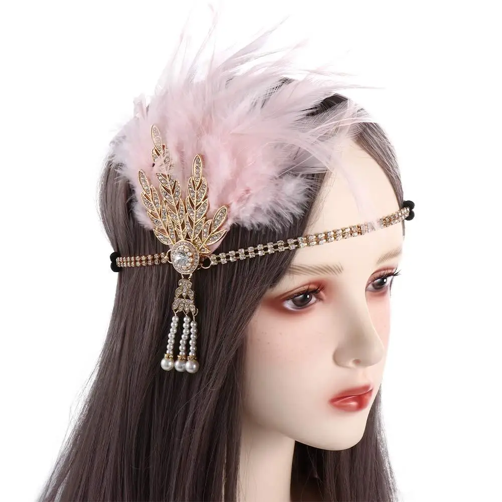 

Повязка для волос с блестками для макияжа, вечерние аксессуары для волос для маскарада, головные уборы с перьями, повязка на голову в корейском стиле