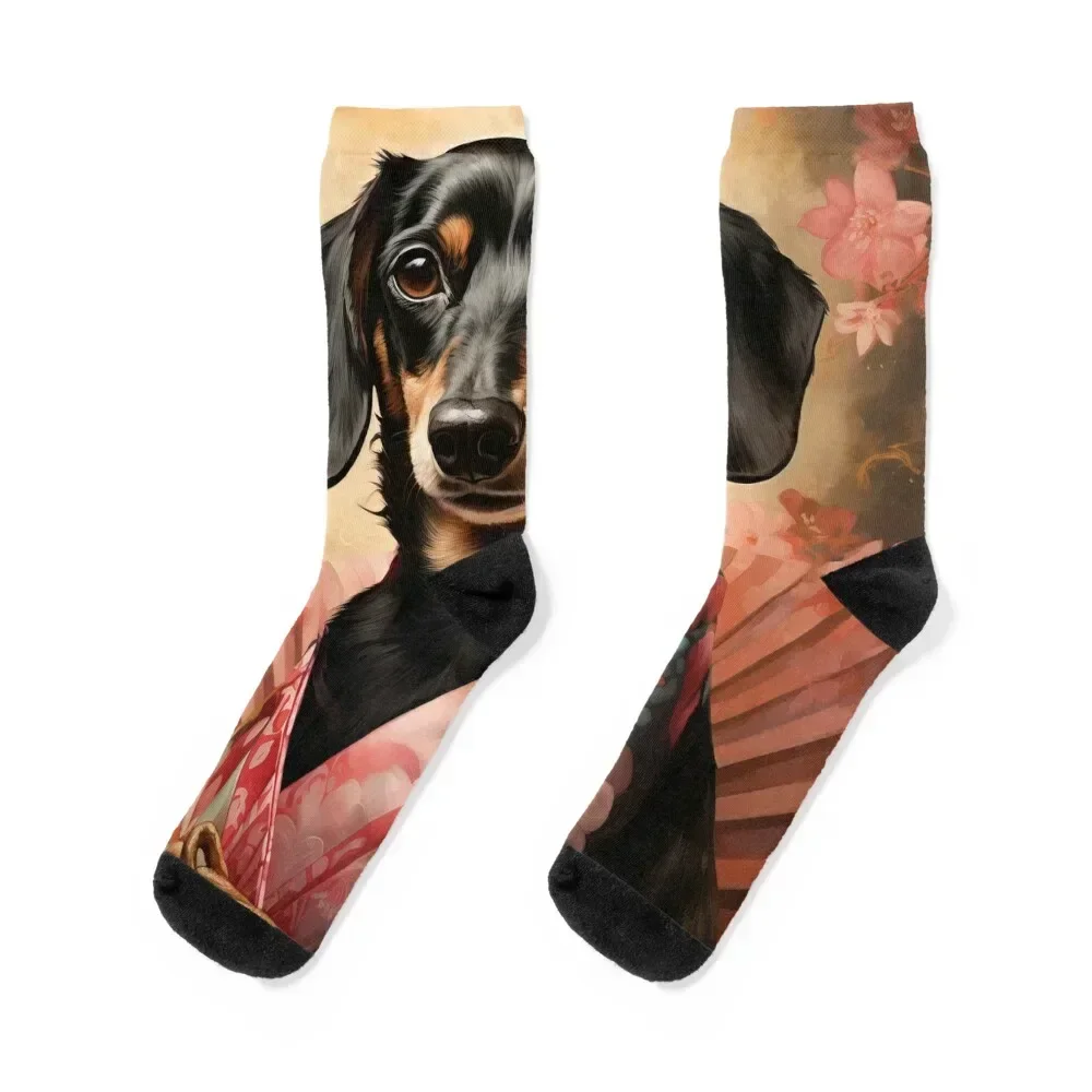 Kimono Dachshund Portrait Wiener Dog Art Socks soccer anti-slip Run cycling winter thermal Socks For Men Women's