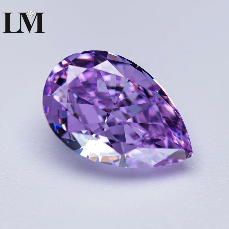 

Cubic Zirconia Stone Purple Color Pear Shape 5A Grade 4k Crushed Ice Cut Extremely Shiny Lab Synthetic Zircon Gems Women Jewelry