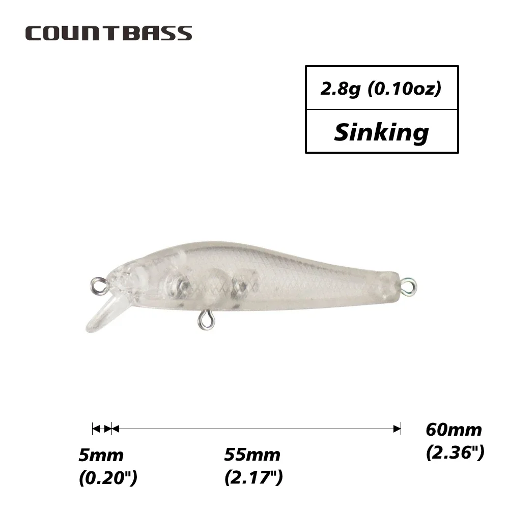 Countbass 10Pcs Blank Hard Bait Bodies, 55mm/2.2\