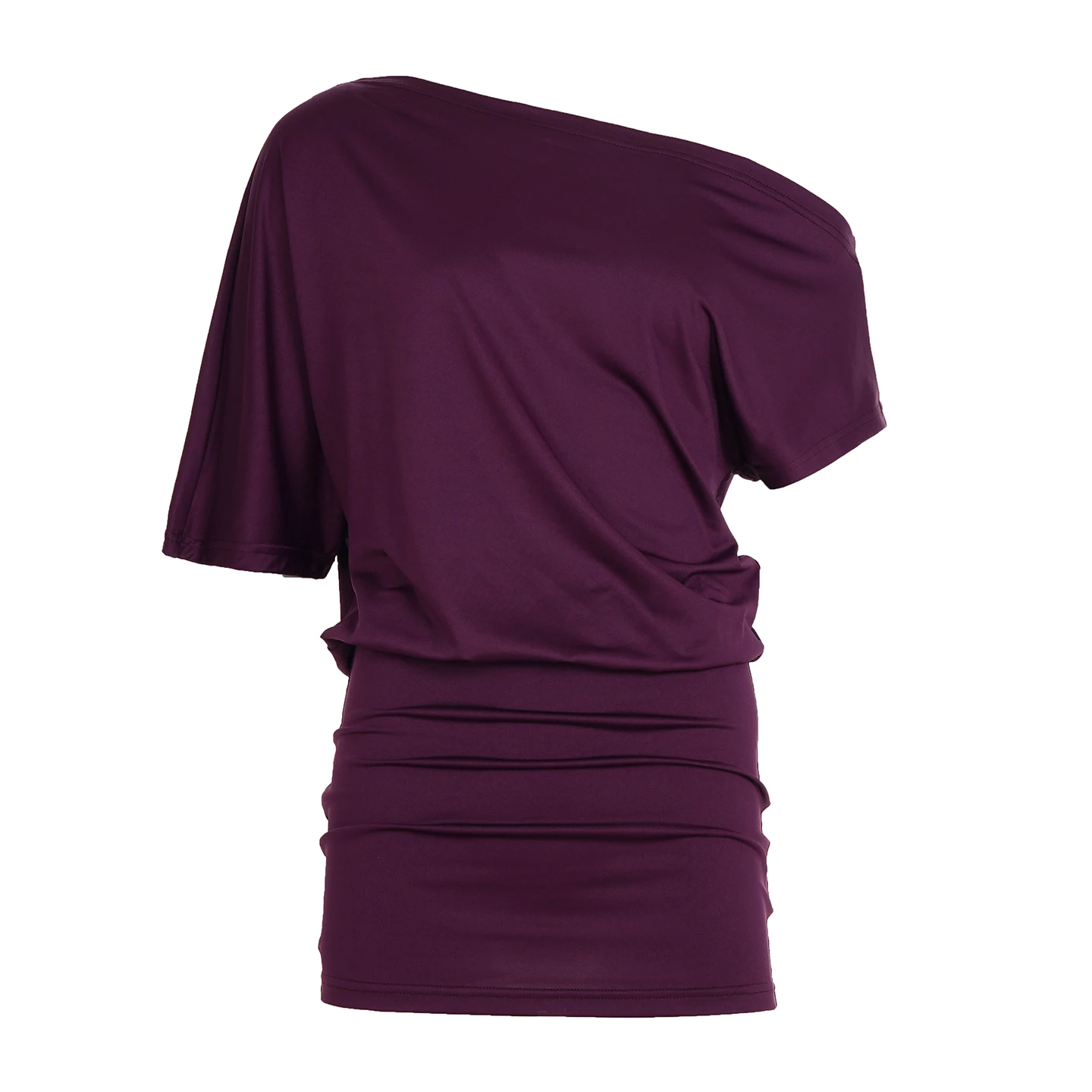 SUCHCUTE Wickelkleid mit Fledermausärmeln für Damen, One-Shoulder, solides, rückenfreies, figurbetontes Kleid, Abendparty, Clubkleid, Y2K, sexy Outfits für den Sommer – Detail 4