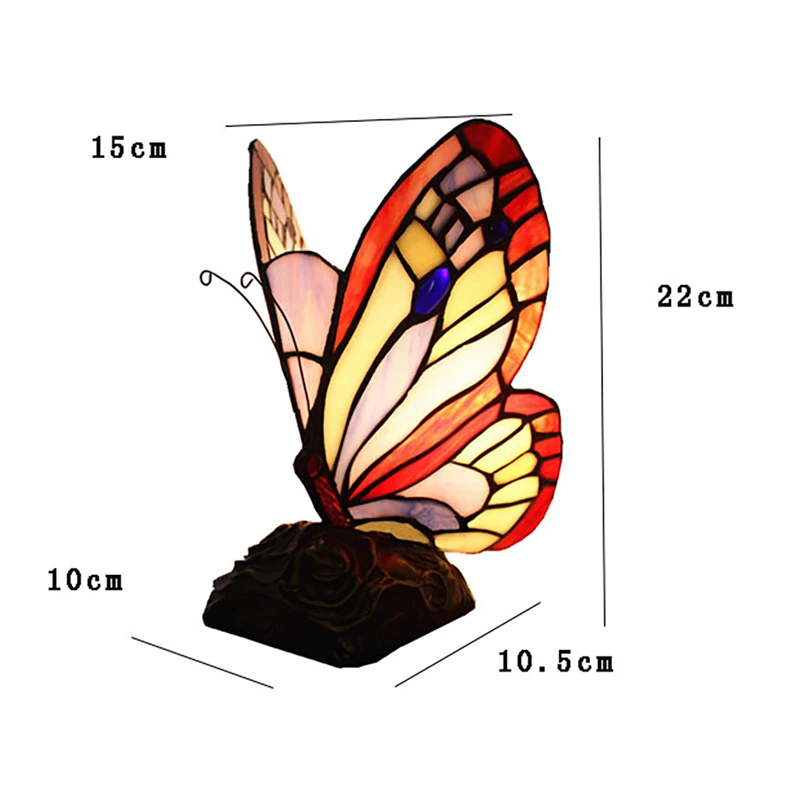 Stained Glass Butterfly Lamps With US/EU/UK/AU Plug In E27 LED Bedroom Bedside Light for Table Night Fixtures