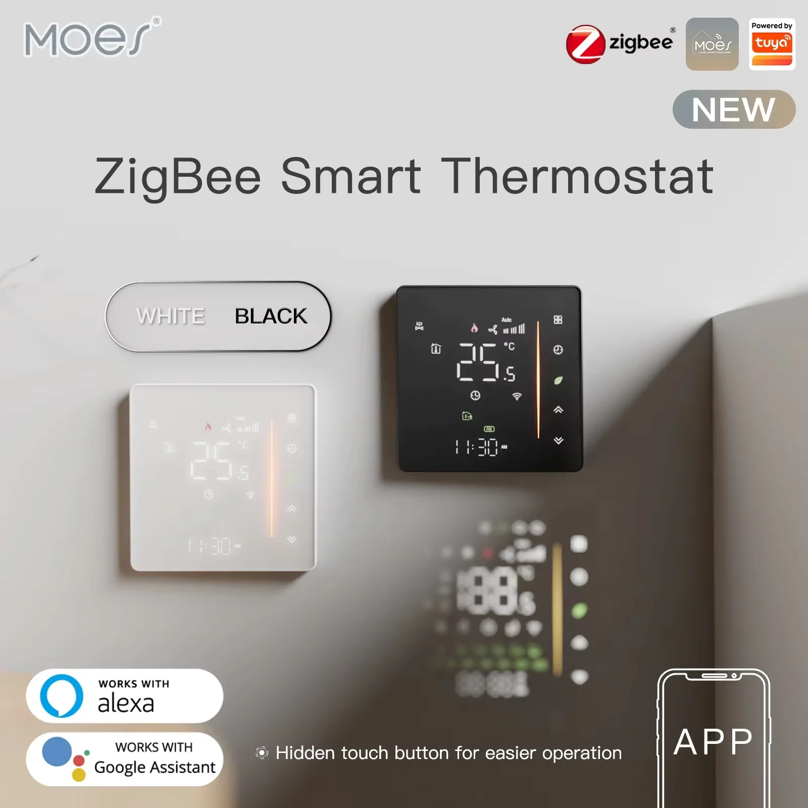

New Zigbee Thermostat Room Temperature Controller Of Water/Electric Floor Heating Gas Boiler Humidity Tuya For Alexa Google Home