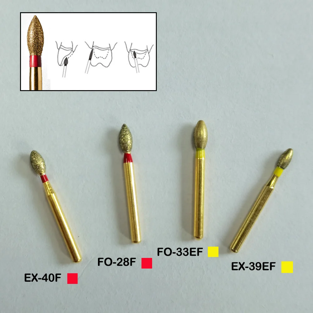 trial order dental gold diamond bur 1 piece, wheel,round ball,cone,double cone,needles,football,pear,cylinder,flame shape