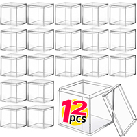 1/12pcs Packing Box Gift Container Party Candy Bag Containers Cookie for Giving Square Acrylic Boxes Cake Storage Packaging Case