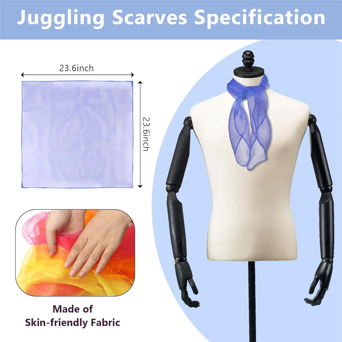 

【RU09】24 Pcs Juggling Scarves for Kids Dance Scarves for Music Class Rhythm Scarves Play Silks for Children Movement