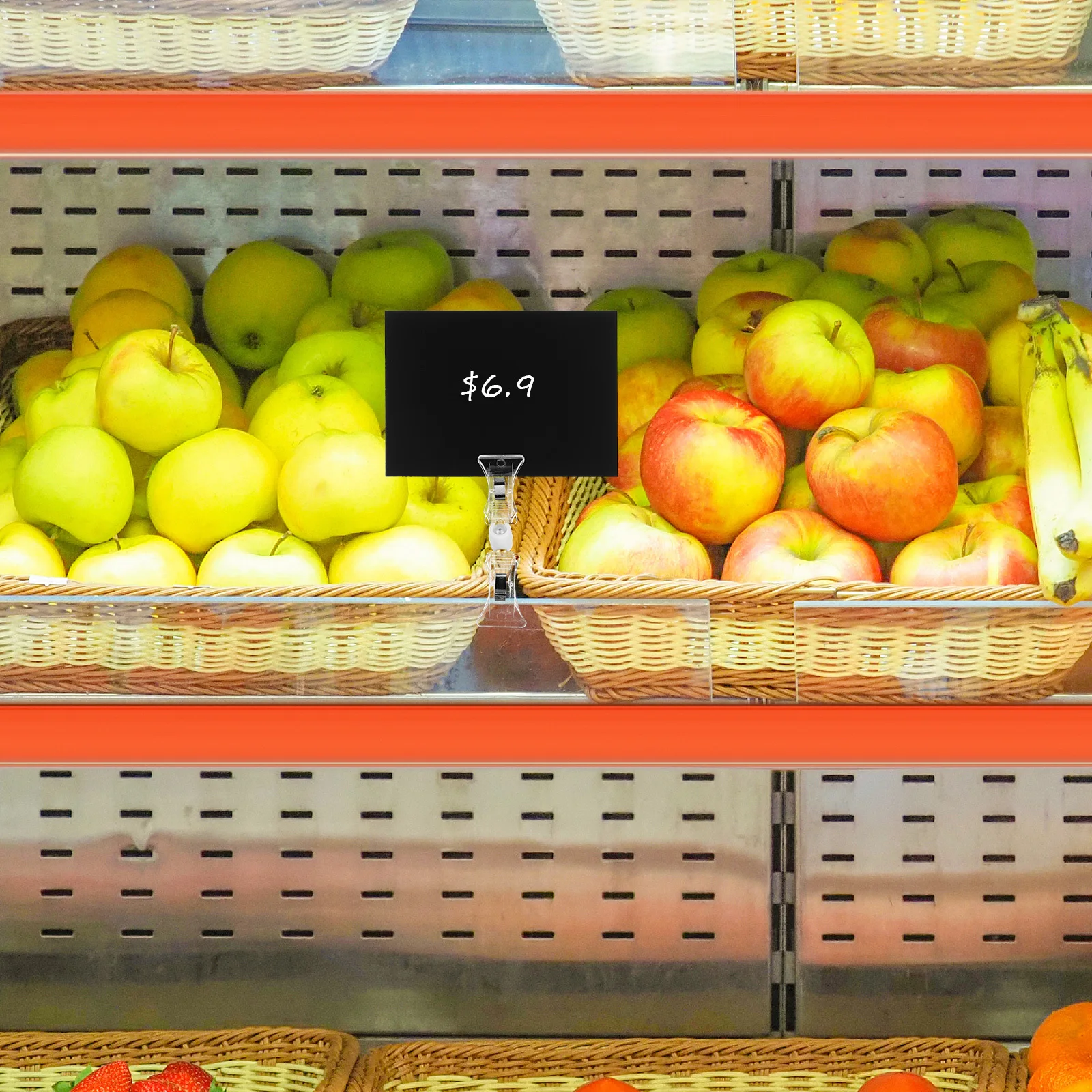 20pcs Clear Rotating Ad Clip For Shelf Sign Holder Adjustable Angle Plastic Price Tag Clip Installation Retail Display