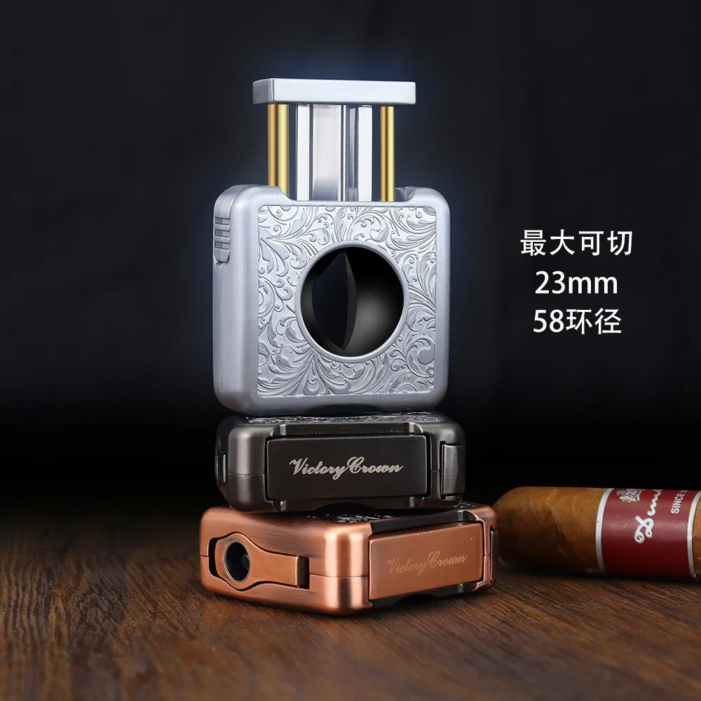 

New Cigar Cutter4-in-1 Multifunctional Bracket Scissors V-Blade Sharp Retro Drill Hole Punch Cigars Guillotine Accessories Gifts