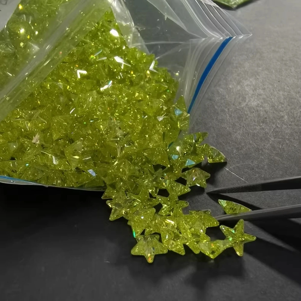 

10 шт. 4x4-10x10 мм яблочно-зеленый пятизвездочный фианитовый камень для сережек «сделай сам»