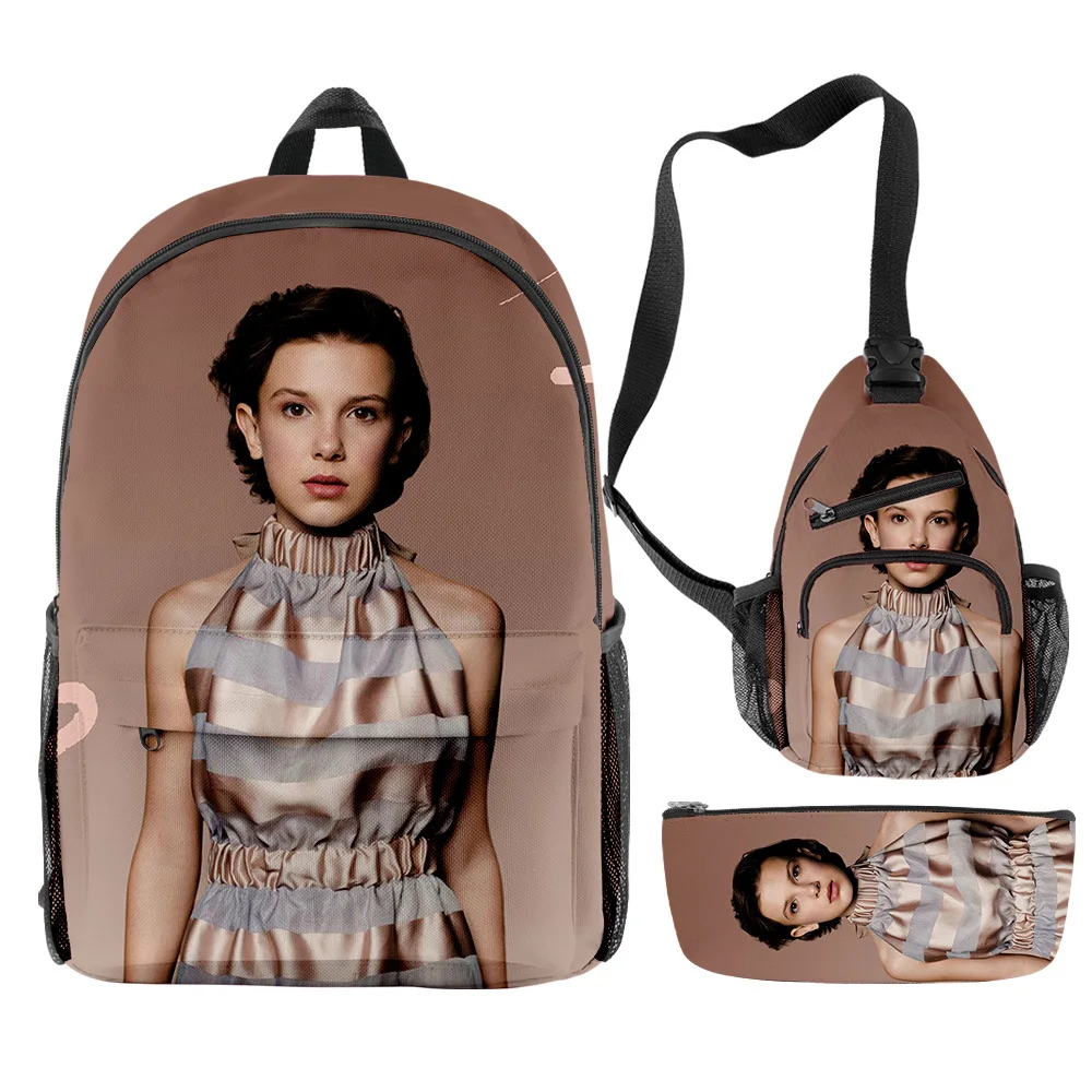 Trendy Youthful Funny Millie B Brown 3pcs/Set Backpack 3D Print Bookbag Laptop Daypack Backpacks Chest Bags Pencil Case