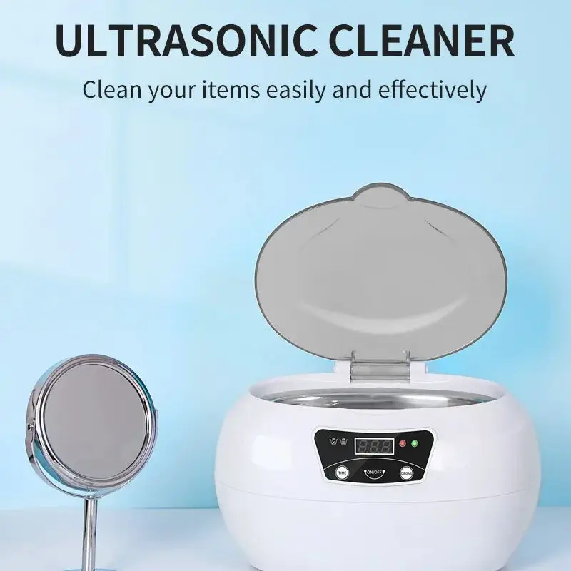 Amuliss 46khz Ultrasonic Cleaner For Retainer Dentures Jewelry Cleaner Ultrasonic Machine 600ml Glasses With 18 Timer For Gift