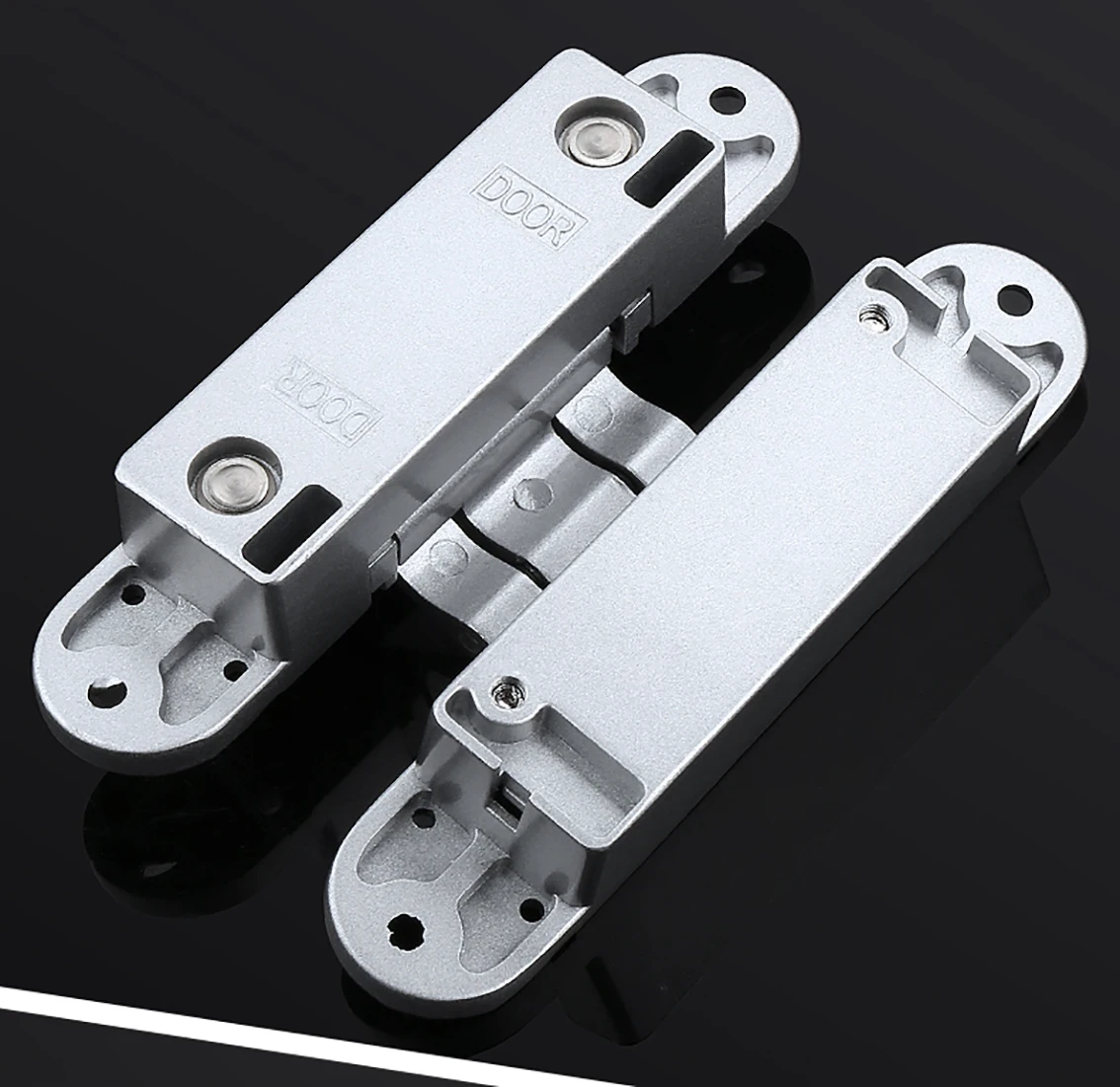 1Pcs Hidden Cross Hinge 140-170mm Three-Dimensional Adjustable Invisible Folding Door Hinges Zinc Alloy Hardware Accessories