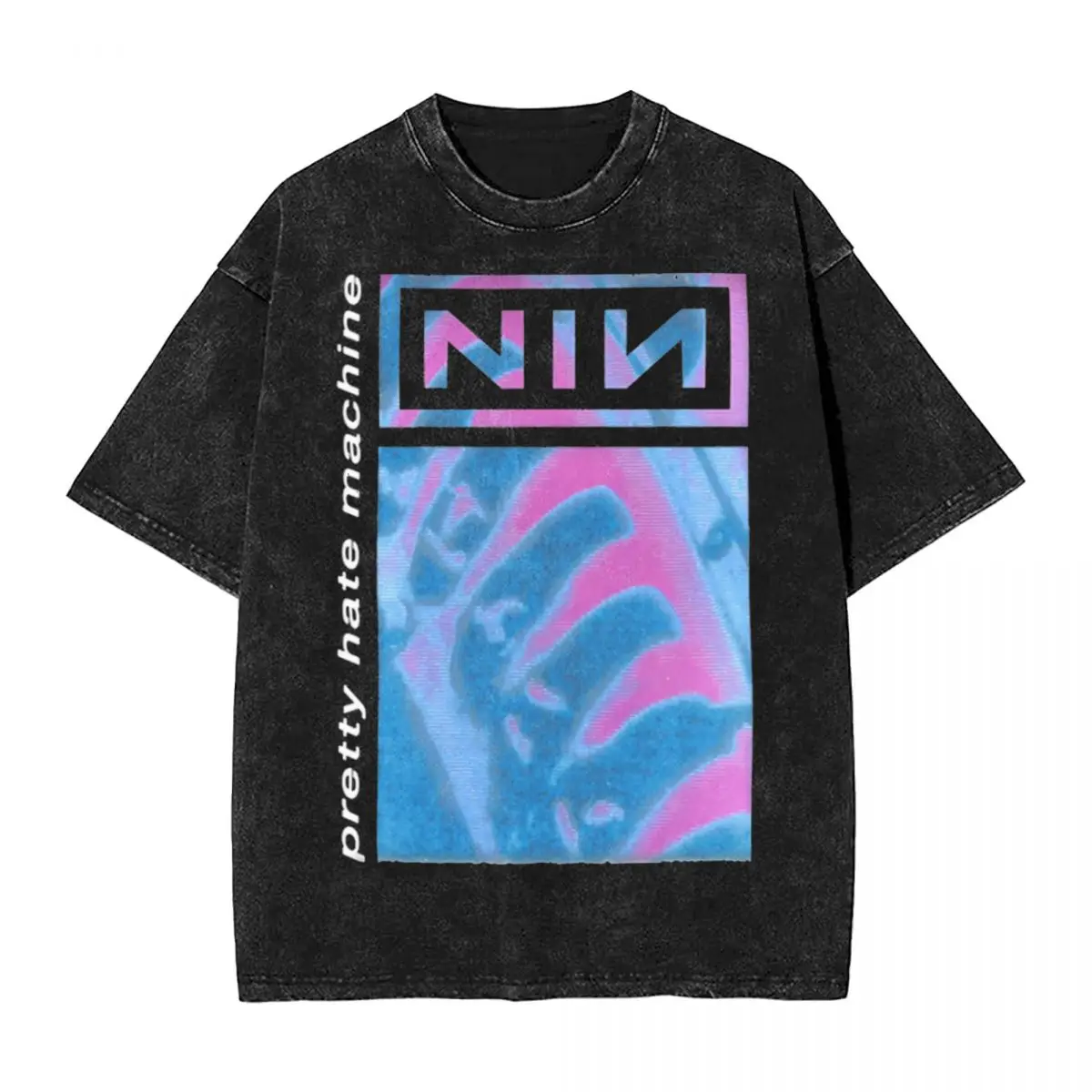 Blue And Purple NIN Nine Inch Nails T Shirt Hip Hop Washed 100% Cotton T-Shirts Vintage for Men Women Streetwear Printed Tees