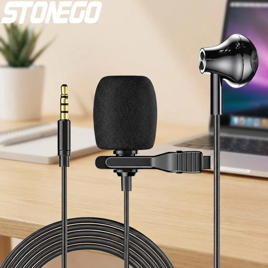 Microfone Condensador Portátil Omnidirecional com Clip para Celulares e Tablets iOS e Android, Ideal para Gravação e Streaming