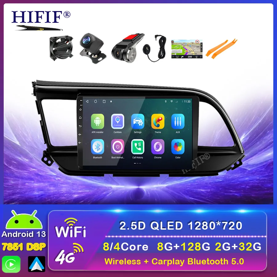 For Hyundai Elantra 6 2015 2016 2017 2018 Android 13 DSP 8 core 4G RAM 64G ROM Car Radio Navigation multimedia Player