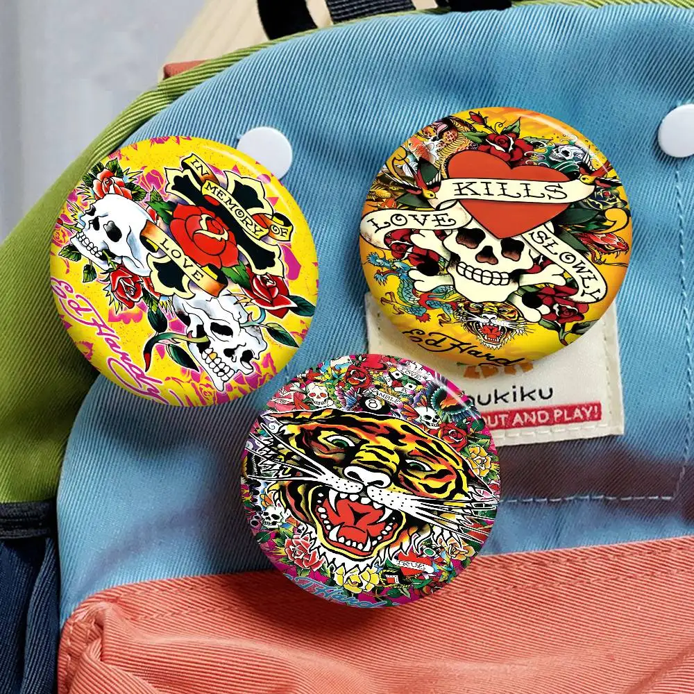 Fashion Brand E-Ed H-Hardy 58mm Animals Funny Brooches Badge Backpack Clothes Gift Accessory view 2