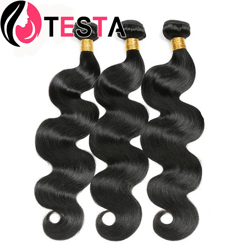 Extensões indianas cruas do cabelo humano para mulheres, cabelo do Virgin, pacotes da onda do corpo, preto não processado, natural, 10A