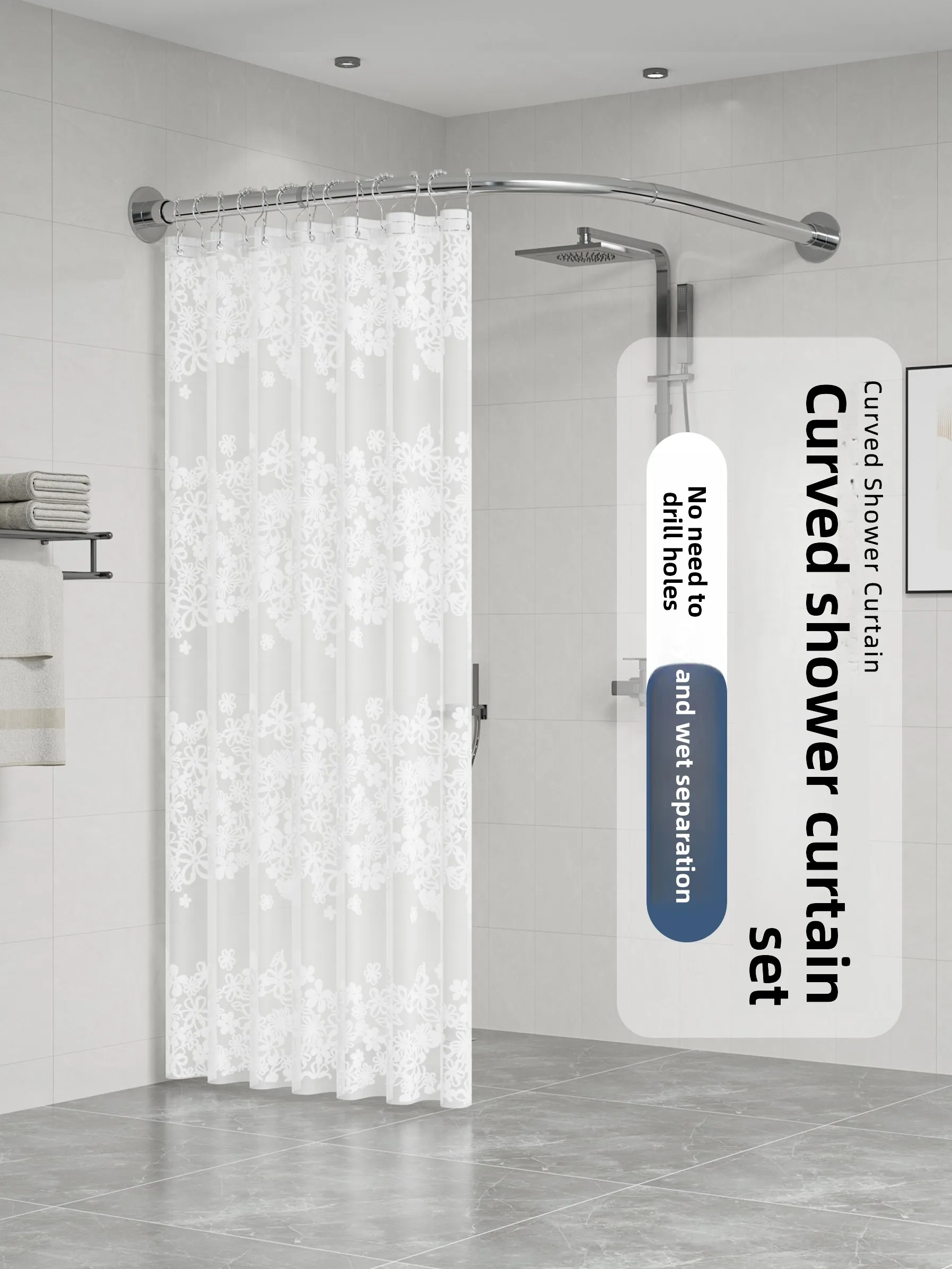 

Угловой карниз для ванной комнаты, изогнутый, из нержавеющей стали 304L, водонепроницаемый, для перегородок, без сверления, декор для ванной