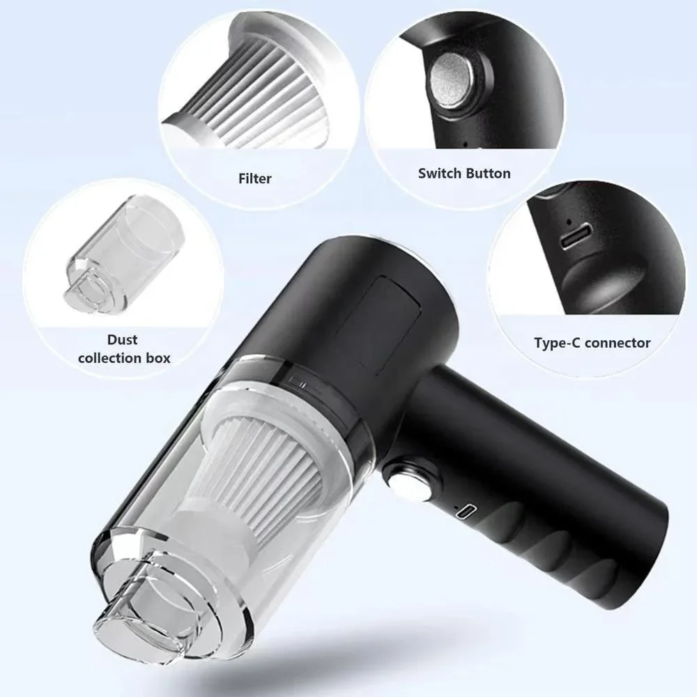 Wireless Car Vacuum Cleaner Strong Suction Dust Catcher Cordless Handheld Wet Dry Vacuum Cleaner Air Duster for Car