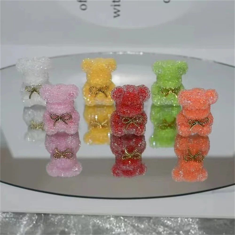 ST30 Cartoon Bear Sugar 3D Straight Hole Bead DIY Jewelry Phone Chain Car Hanging Keychain Accessories Handmade Material