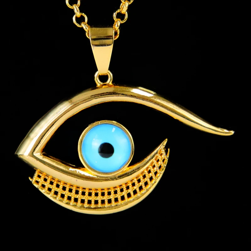 Arabische Mode Quasten-Anhänger 21k Vergoldete Zirkonia-Augen Hip-Hop Halskette Anhänger Dubai Damen Event Party Schmuck Geschenke – Detail 12