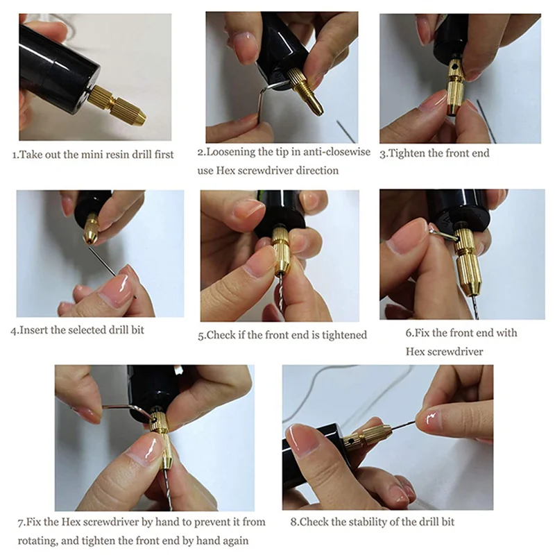

2Set 0.7-1.2Mm Micro-Electric Hand Drill Set For Resin,Electric Mini Drill For Jewelry Making Electrical Pin Vise Kit-A73I