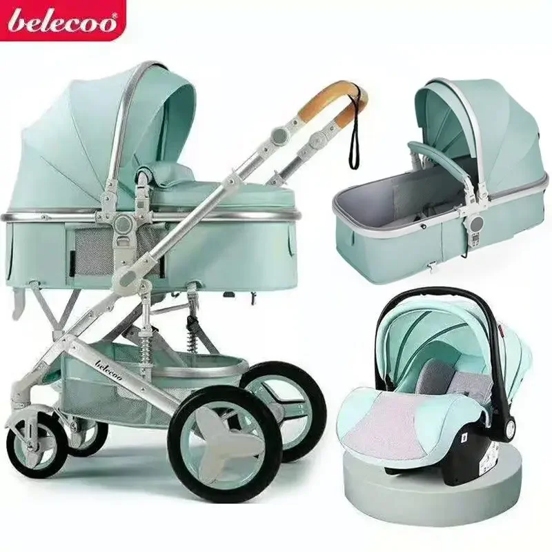 Luxe Kinderwagen 3 In 1 Draagbare Reiswagen Opvouwbare Kinderwagens Aluminium Frame Hoog Landschap Auto Voor Pasgeboren Buggy