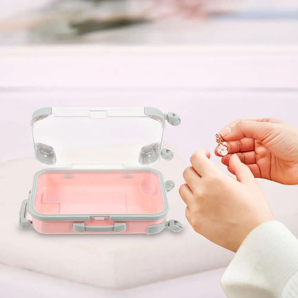 4Pcs Mini Trolley Eyelash Storage Case Organizer Travel Makeup Box Portable Lash Holder Makeup Artist Suitcase