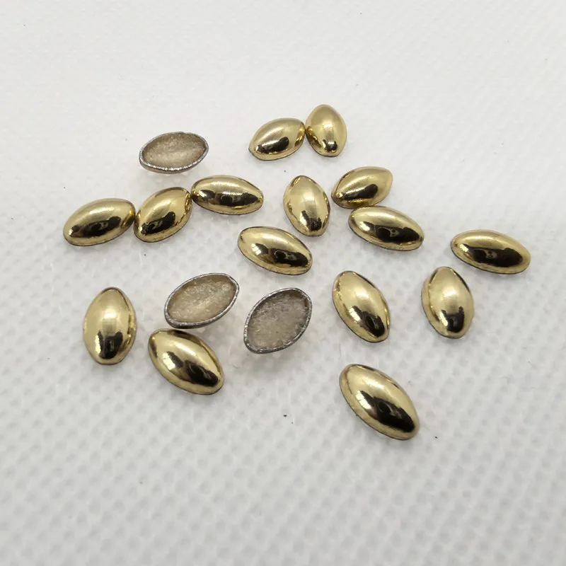 Oval Metal Studs Bags Strass Hotfix 8MM Garment Punk Metal Decorative Rivets 144Pcs Light Gold Iron On Spike Accessories