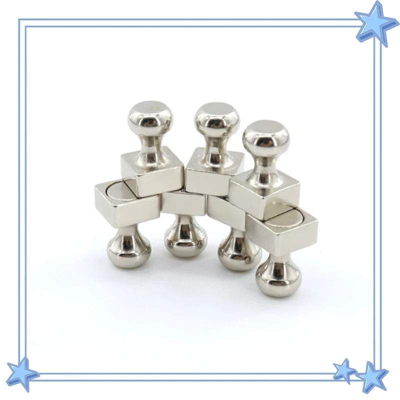 Silver Hexagon Neodymium Magnetic Push Pins - Strong Refrigerator & Whiteboard Magnets for Office, Kitchen & Map Use Teaching ﻿