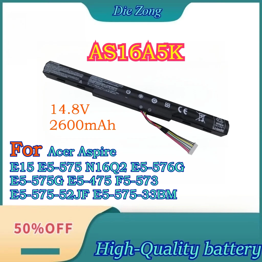 

AS16A5K Easy To Install New Laptop Battery for Acer Aspire E15 E5-575 N16Q2 E5-576G E5-475 F5-573 Worldwide