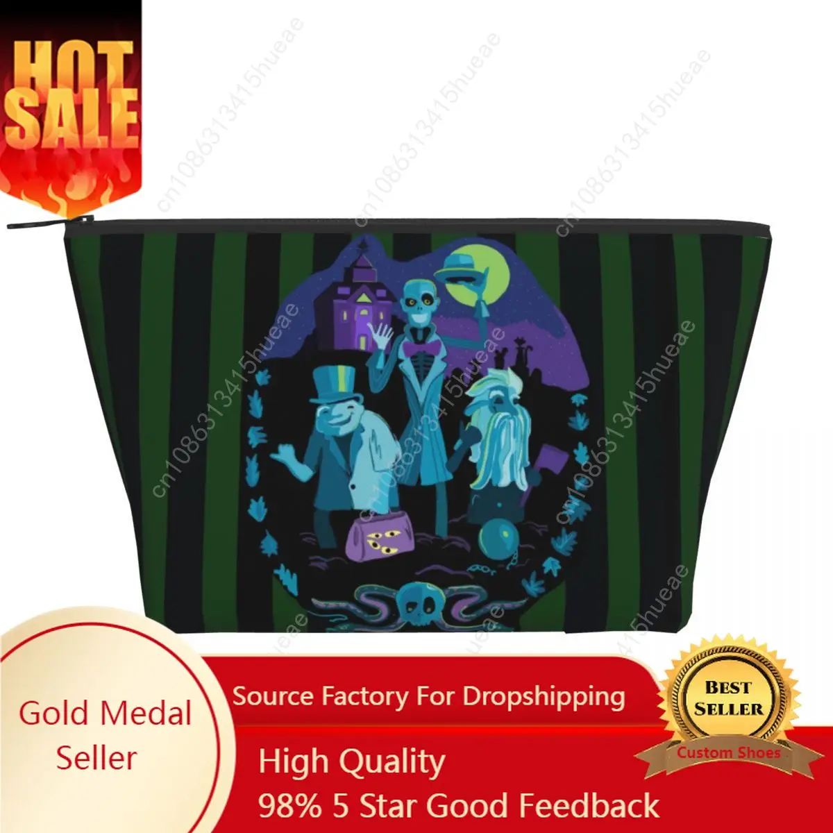 

Kawaii Haunted Mansion Travel Toiletry Bag Women Halloween Ghost Makeup Cosmetic Bag Beauty Storage Dopp Kit