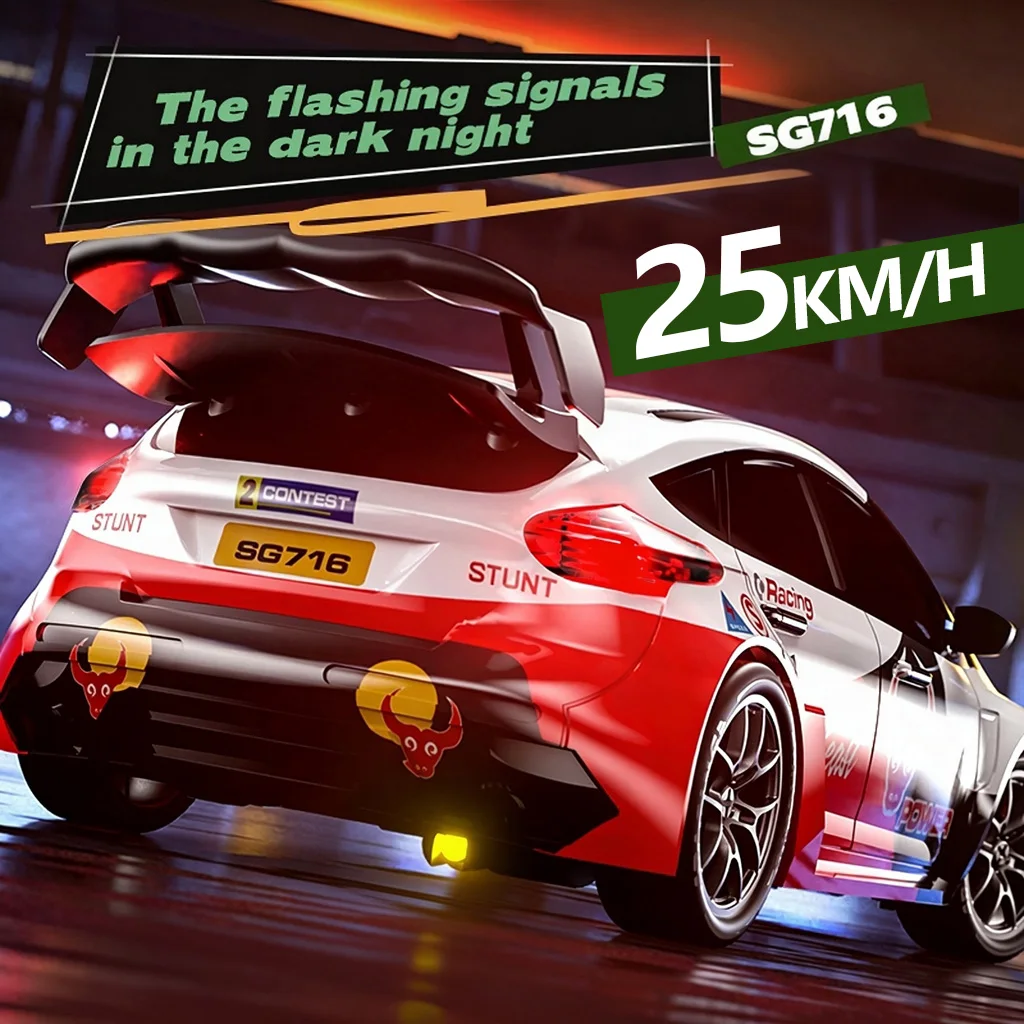 1:24 4WD RC Car 38KM/H Brushless 2.4G Remote Control Racing with LED High Speed Drift Car Off-Road RC Electric Toy Gift for Boys