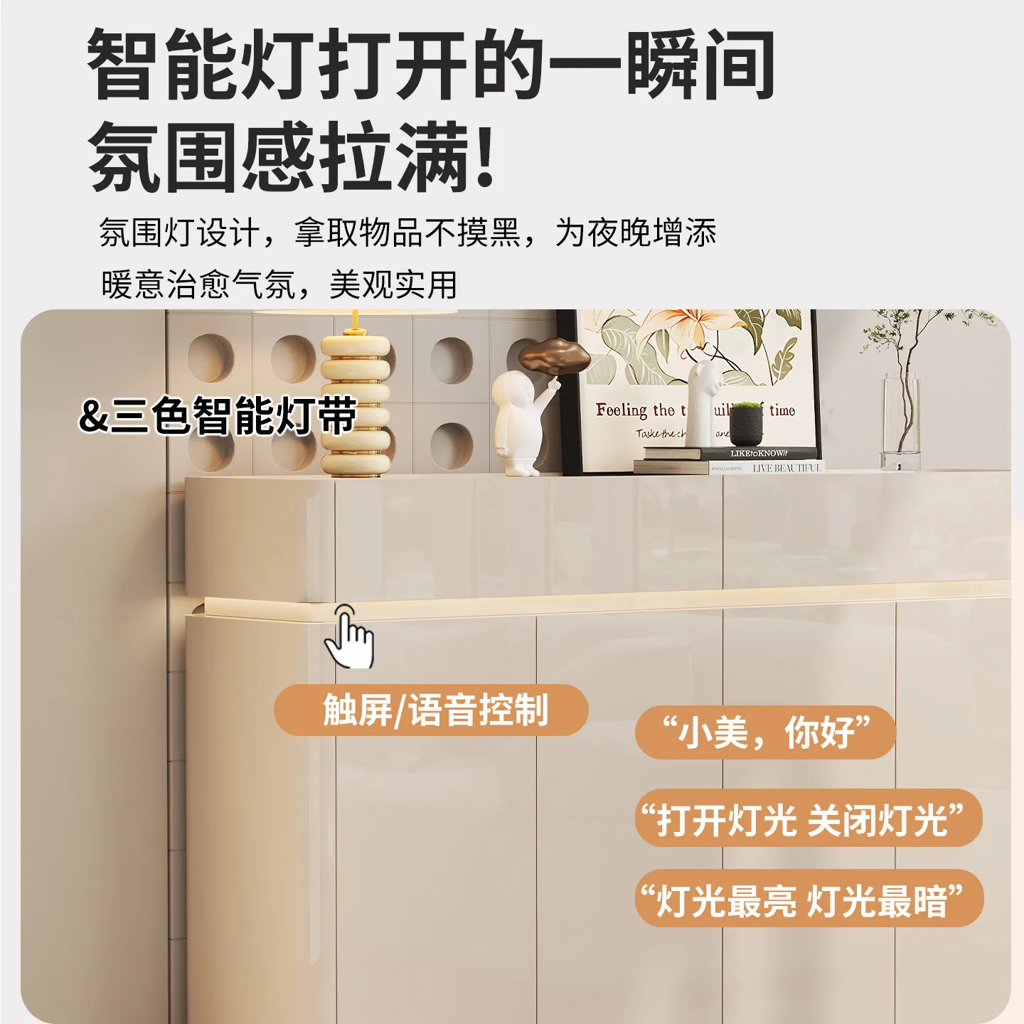 Light luxury paint, high-end home shoe cabinet, new popular storage cabinet at the door of the home, integrated against the wall