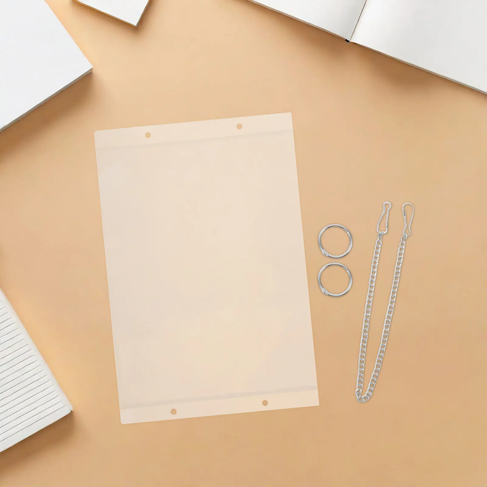 

1Set Hanging Price Display Bag A5 Clear Side-Loading Label Pocket for Retail Supermarket Poster Organizer Transparent Chain-Link