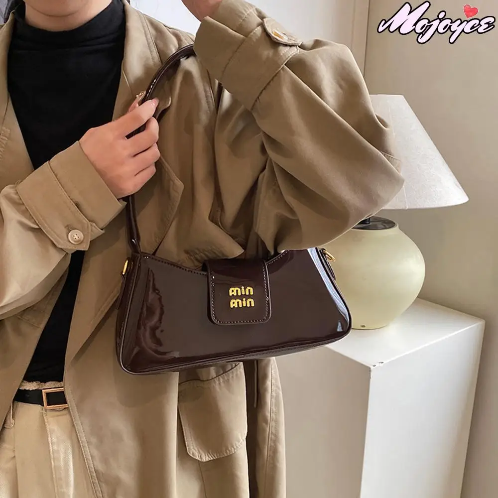 Patent Leather PU Women's Handbag minmin Letter Gold Buckle Armpit Bags Luxurious Design Fashion Girls Exquisite Shoulder Bags