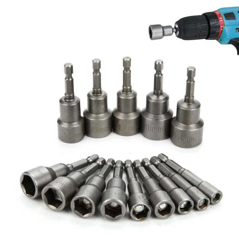 Power tool accessories hexagon socket 14pc combination nut drill socket nut