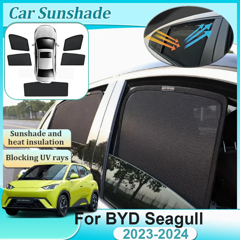 

Для BYD Seagull 2023 2024, магнитный козырек от солнца, лобовое стекло, боковые окна, козырьки, солнцезащитные детали, инструменты, автоаксессуары