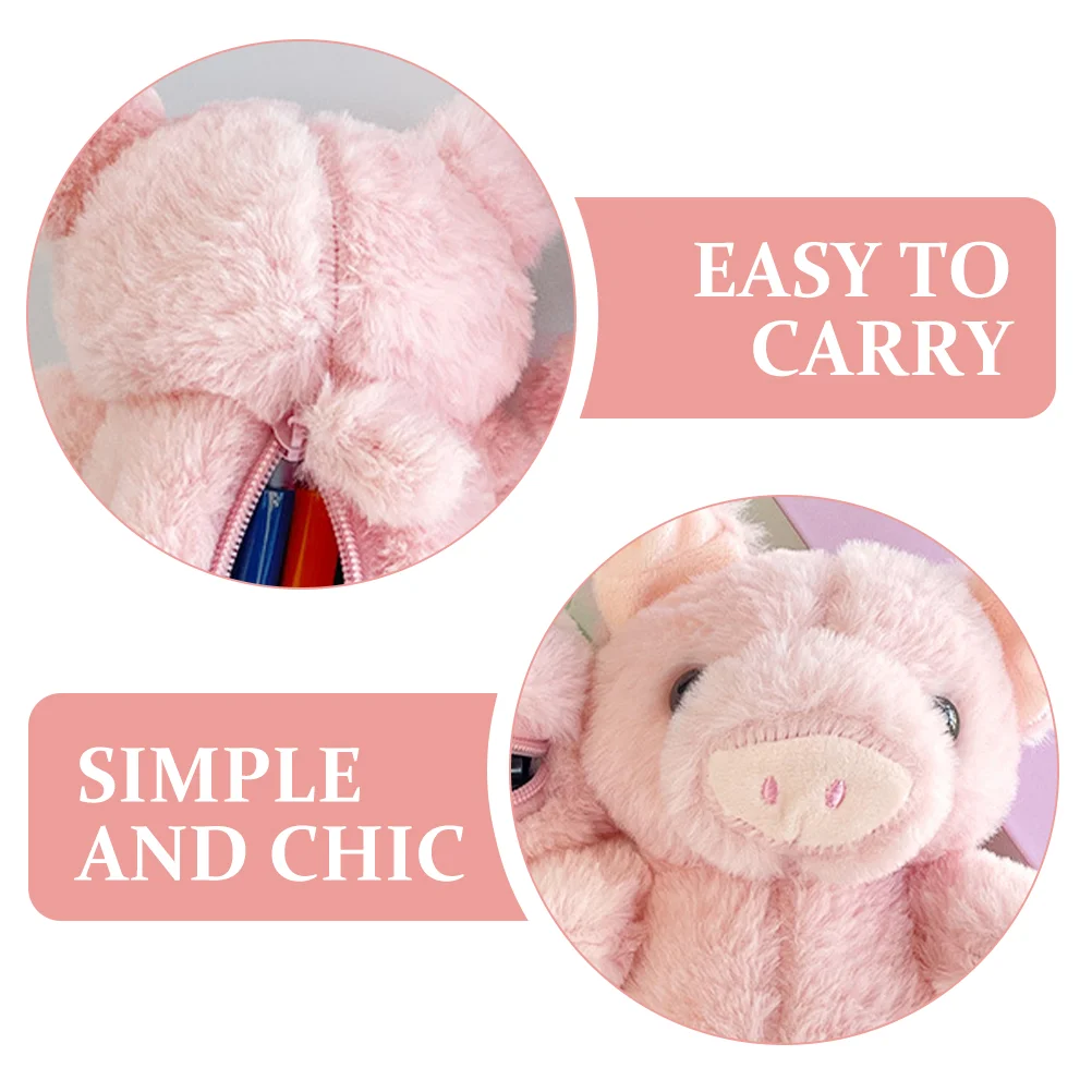 Pig Pencil Case Portable Pouch Cute Storage Bag Adorable Plush Decorative