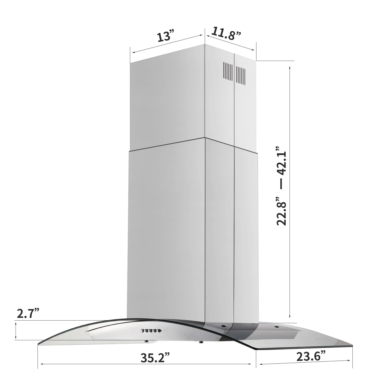 36 inch island range hood ceiling mounted engine