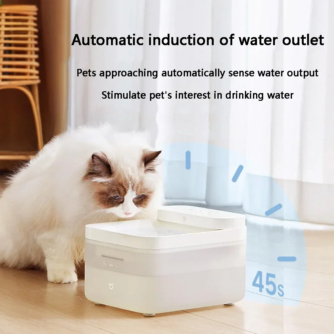 MIJIA-Juego de filtros dispensador de agua inalámbrico inteligente para mascotas, fuente para beber, dispensador de agua silencioso automático,