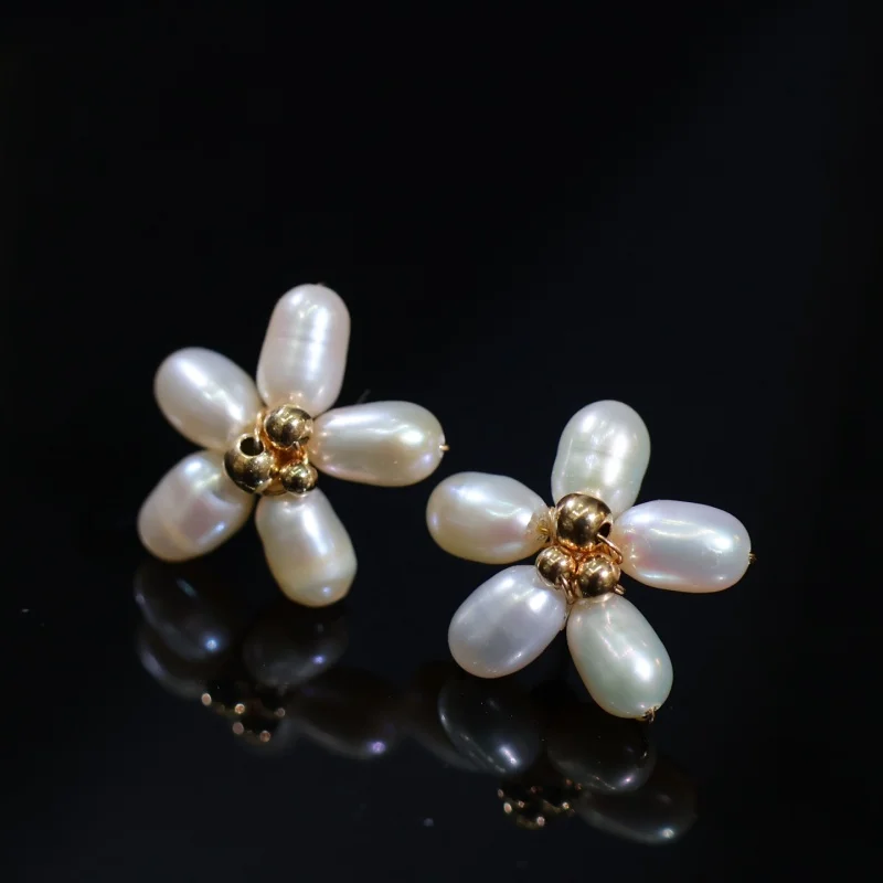 

SGARIT милые серьги в форме цветка из натурального пресноводного жемчуга, 14-каратное золото, женские серьги «сделай сам», аксессуары для ушей, ювелирные изделия