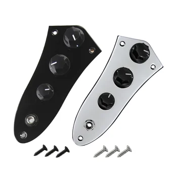 FLEOR JB bass loaded wired control plate for 4 string bass, chrome/black