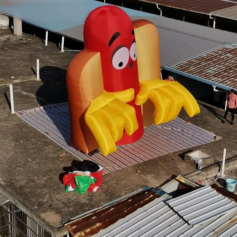 Outdoor Advertising Customized  Inflatable Hot Dog Food With Hair Dryer For Store Opening Event Decoration