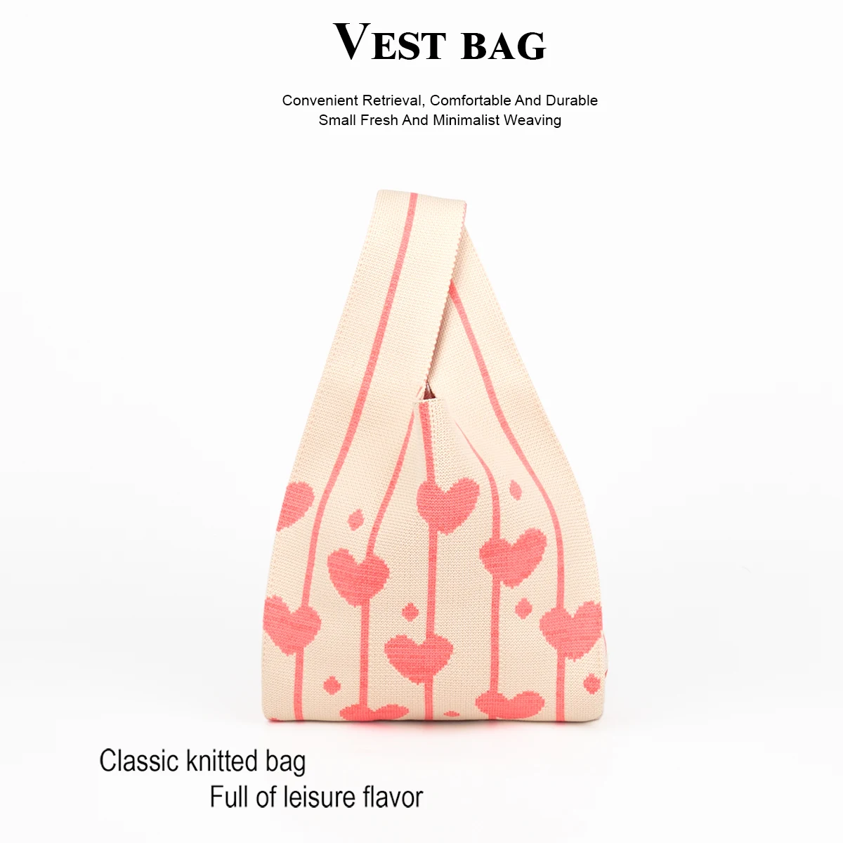 

Вязаная сумка Romantic Love, складная, прочная и легкая ткань, повседневная и легкая для одного сезона, может вмещать ключ для мобильного телефона, косметический чайник, идеальный выбор для ежедневных поездок, отпуска, путешествий, покупок и пикника