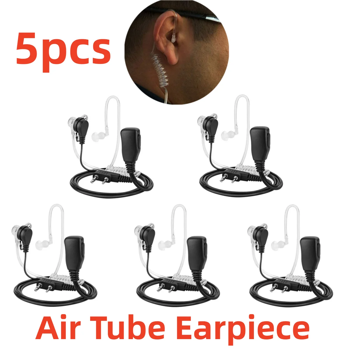 Oreillette Air Tube + Laryngophone Pour Baofeng UV5R Et BF-888s – Look Agent Secret, Mains Libres